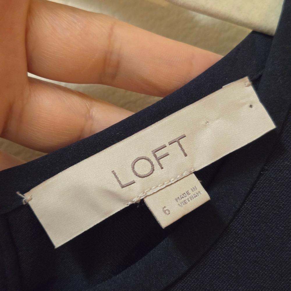 LOFT Dress Size 6 Black Sleeveless Ruffle Hem Tiered Shift Office Casual - Picture 4 of 10